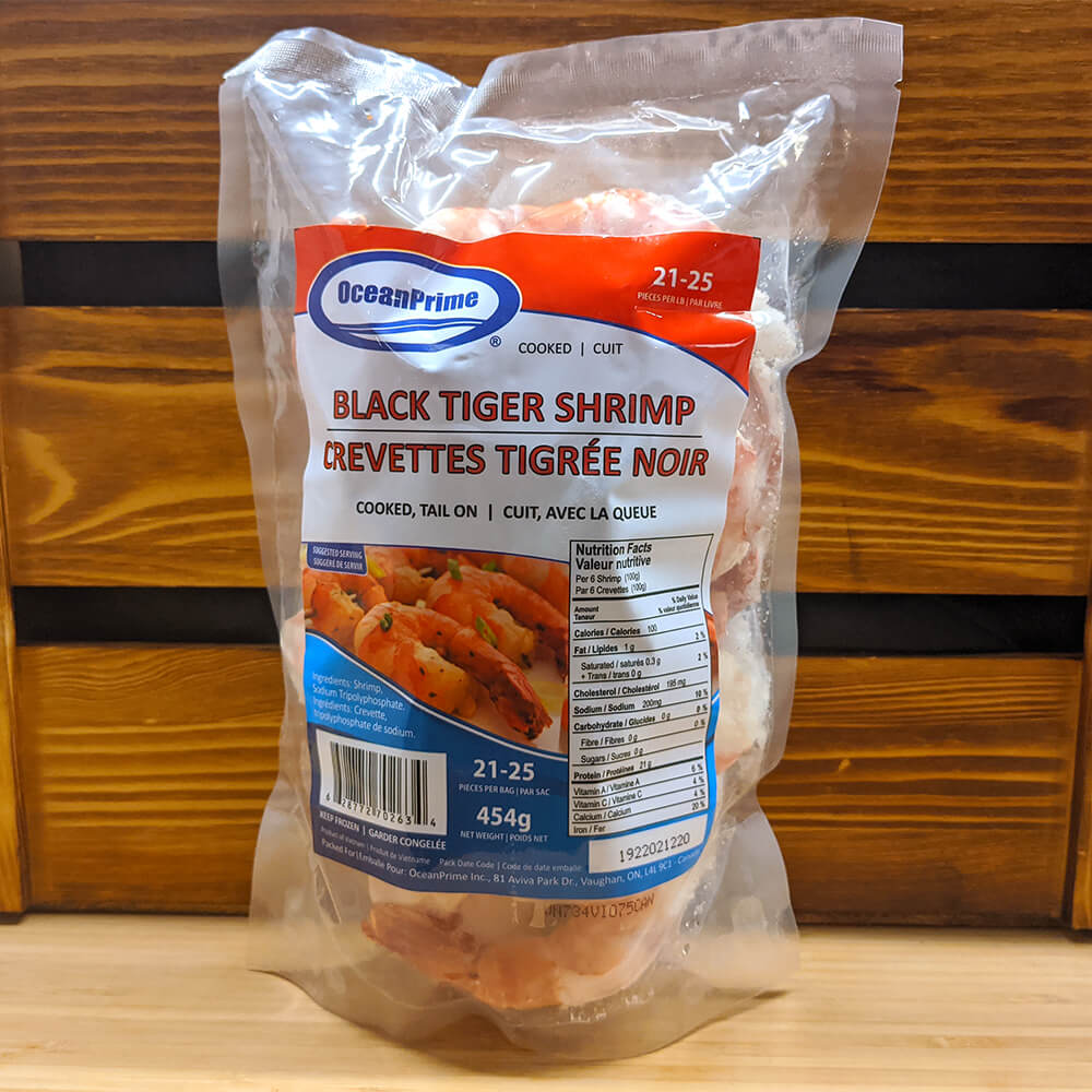 Black Tiger Shrimp (Cooked) (21-25 Count) (454g)